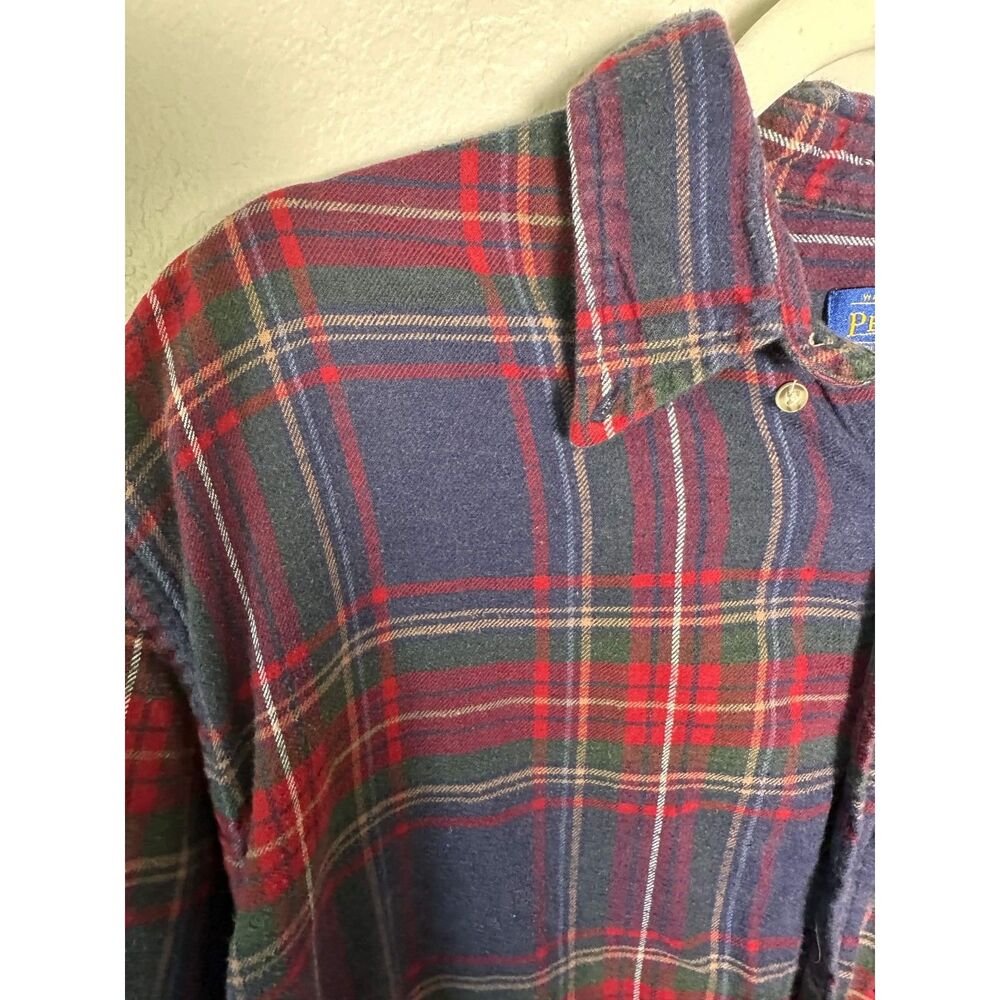 Pendleton Plaid Flannel Shirt Mens L Large Blue Red Cotton Button Down Vintage - Picture 4 of 6